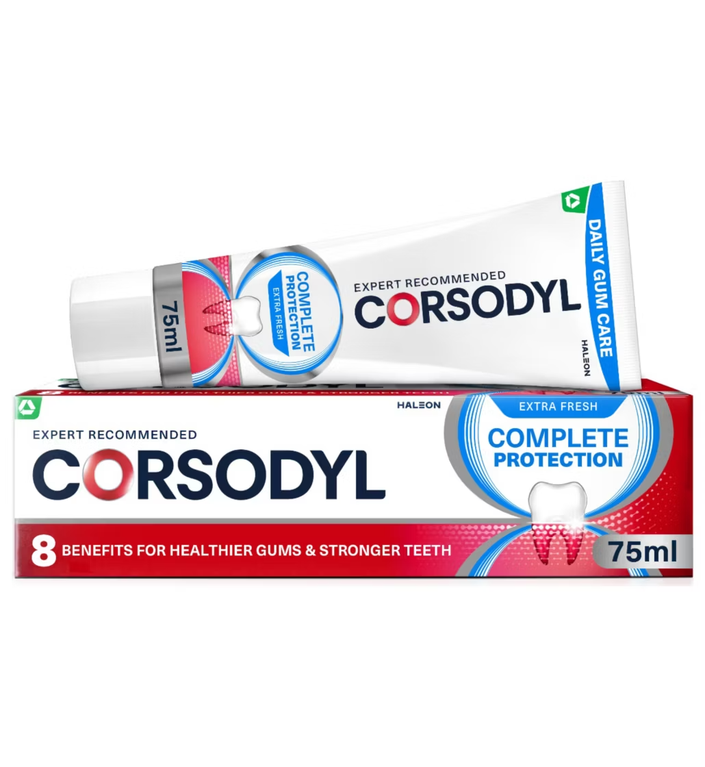 Corsodyl Complete Protection Gum Care Whitening Toothpaste Extra Fresh 75ml