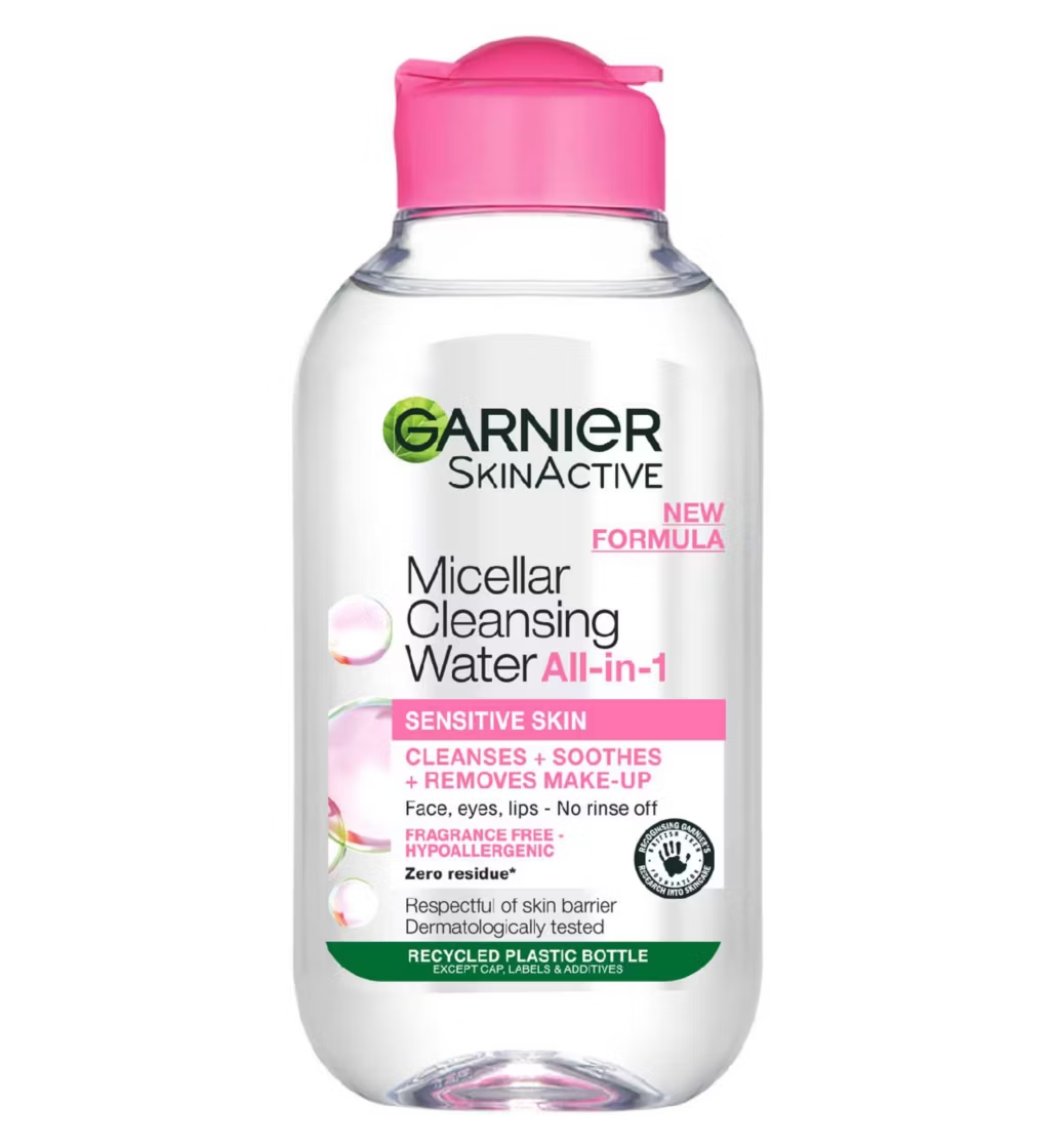 Garnier Micellar Water, Gentle face cleanser & Makeup Remover for Sensitive Skin, Travel Size, 100ml